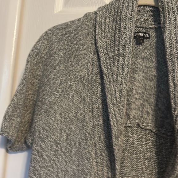 Express mid sweater shawl collar cardigan short sleeves in gray size small - Picture 4 of 8